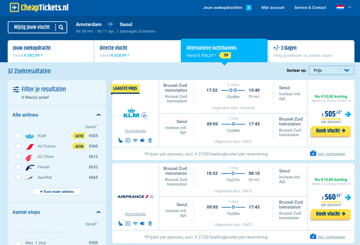 Vliegtickets Zuid-Korea