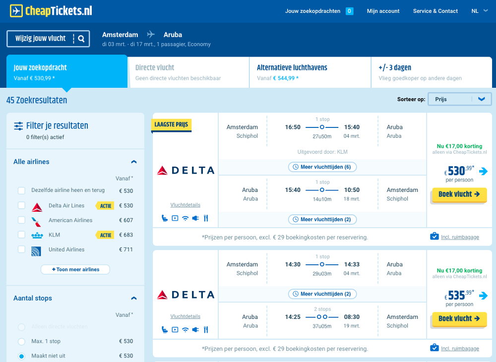 Vliegtickets naar Aruba Vliegtickets naar Aruba